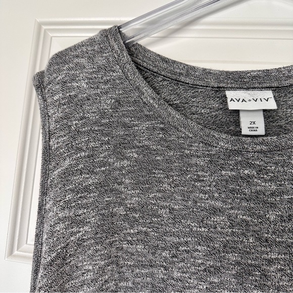EUC Ava & Viv Rouched Knit gray Tank Dress [Size: 2X] - Picture 7 of 9